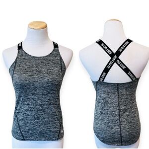 NIKE Heather Gray Just Do It Logo Cross Strap Tank Top S/M Teen Juniors Youth
